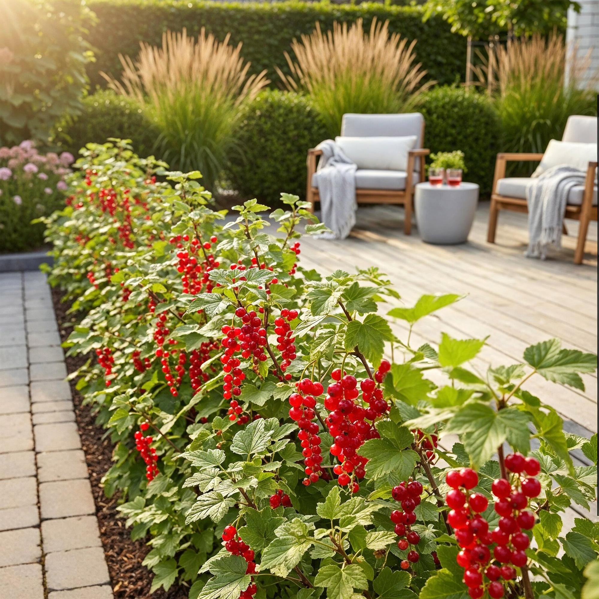 Rote Johannisbeere Ribes rubrum Jonkheer van Tets winterhart Ø9cm Höhe30cm – Ertragreiche Johannisbeerpflanze für Garten Balkon & Terrasse