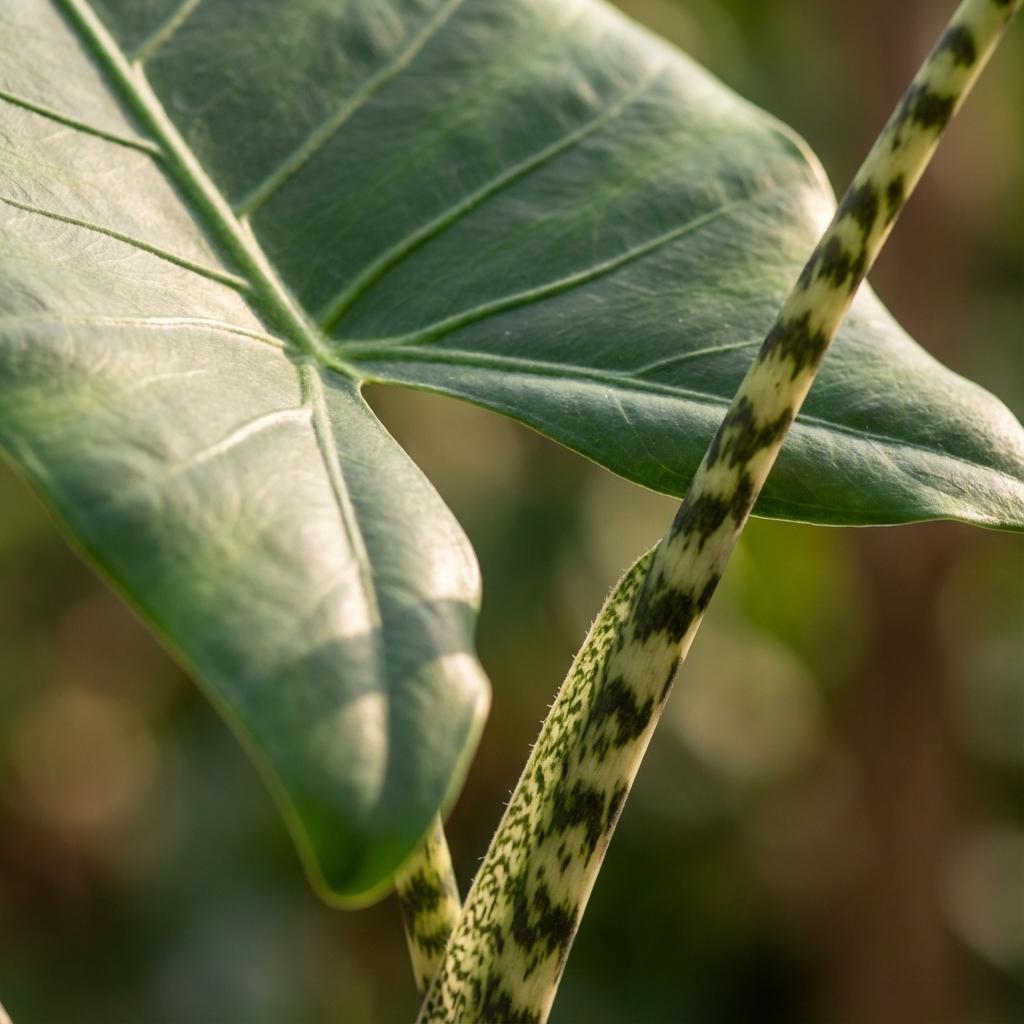 Alocasia Zebrina Elefantenohr – Zimmerpflanze 70-75cm – 21cm mit Seegraskorb – Tropische Grünpflanze – Dekorative Zimmerpflanze für Wohnzimmer & Büro