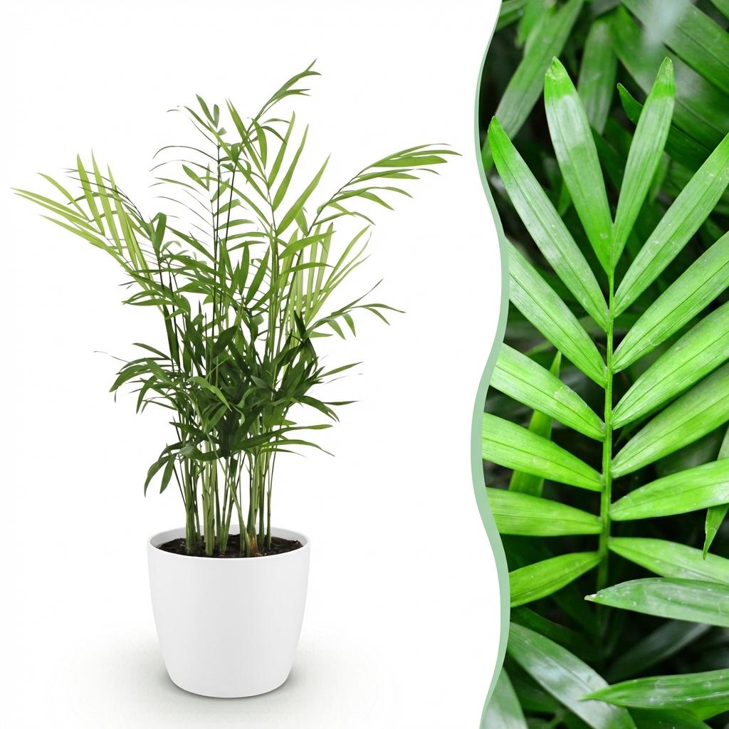 Chamaedorea elegans Pflanze Mit Weißem Topf Ø12cm Höhe ca.15cm Goldpalme Haustierfreundlich Luftreinigend Pflegeleicht Für Zimmer Büro & Schlafzimmer