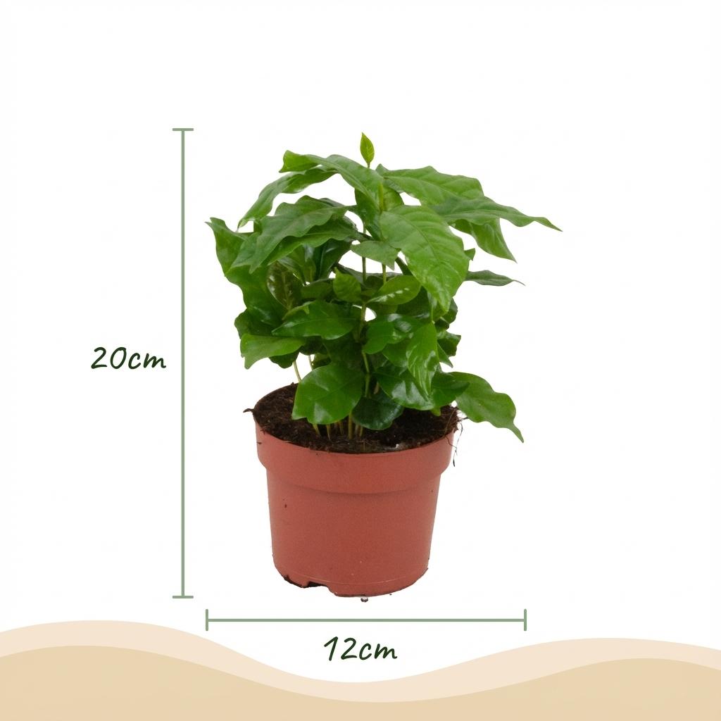Kaffeepflanze Coffea Arabica Weiß – Pflegeleichte Grünpflanze 12cm – Höhe 15-20cm – Dekorative Kaffeepflanze für Wohnzimmer Büro & Fensterbank – Plant