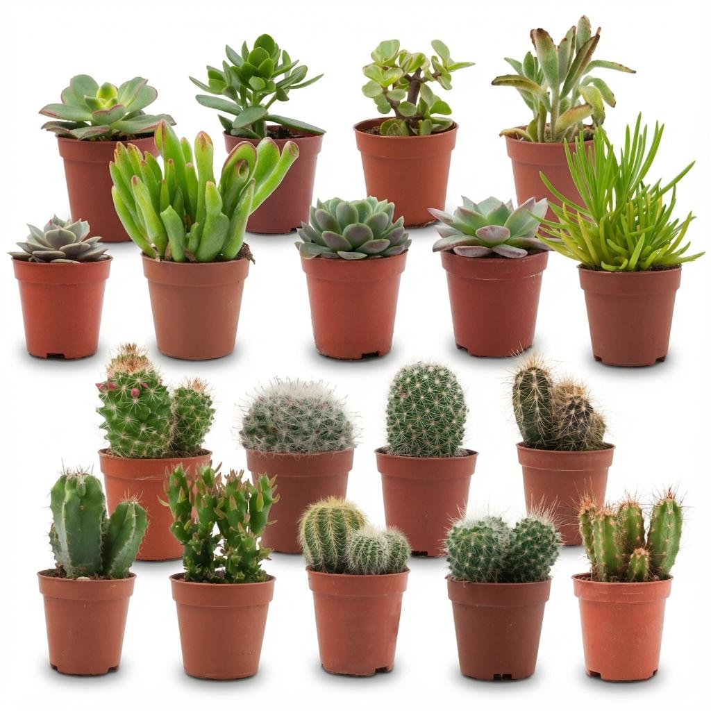 Mini Kakteen & Sukkulenten Mix – 18 Stück – Ø5,5cm – Höhe 5-10cm – Pflegeleichte Zimmerpflanzen – Ideale Deko & Geschenkidee für Zuhause Büro
