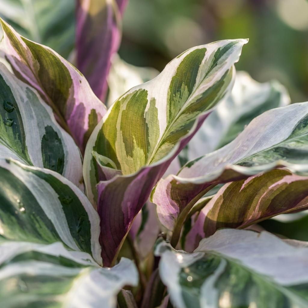 Korbmarante Calathea Fusion White Ø14cm Höhe 35-40cm – Seltene Gebetspflanze mit weißen & lila Blättern – Exklusive Zimmerpflanze für Wohnraum
