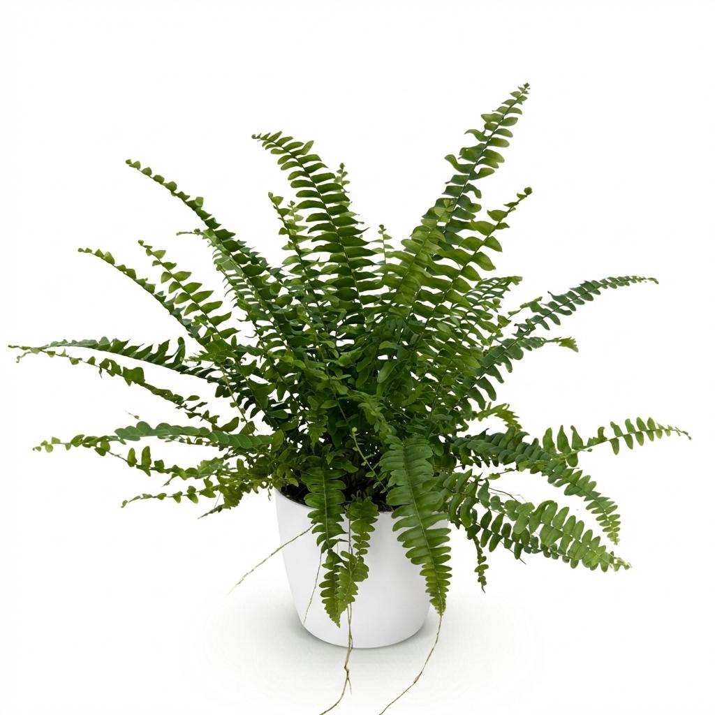 Nephrolepsis Exaltata Green Lady Farn – Zimmerpflanze im weißen Topf Ø12cm Höhe25cm – Haustierfreundliche Grünpflanze – Luftreinigend & Pflegeleicht