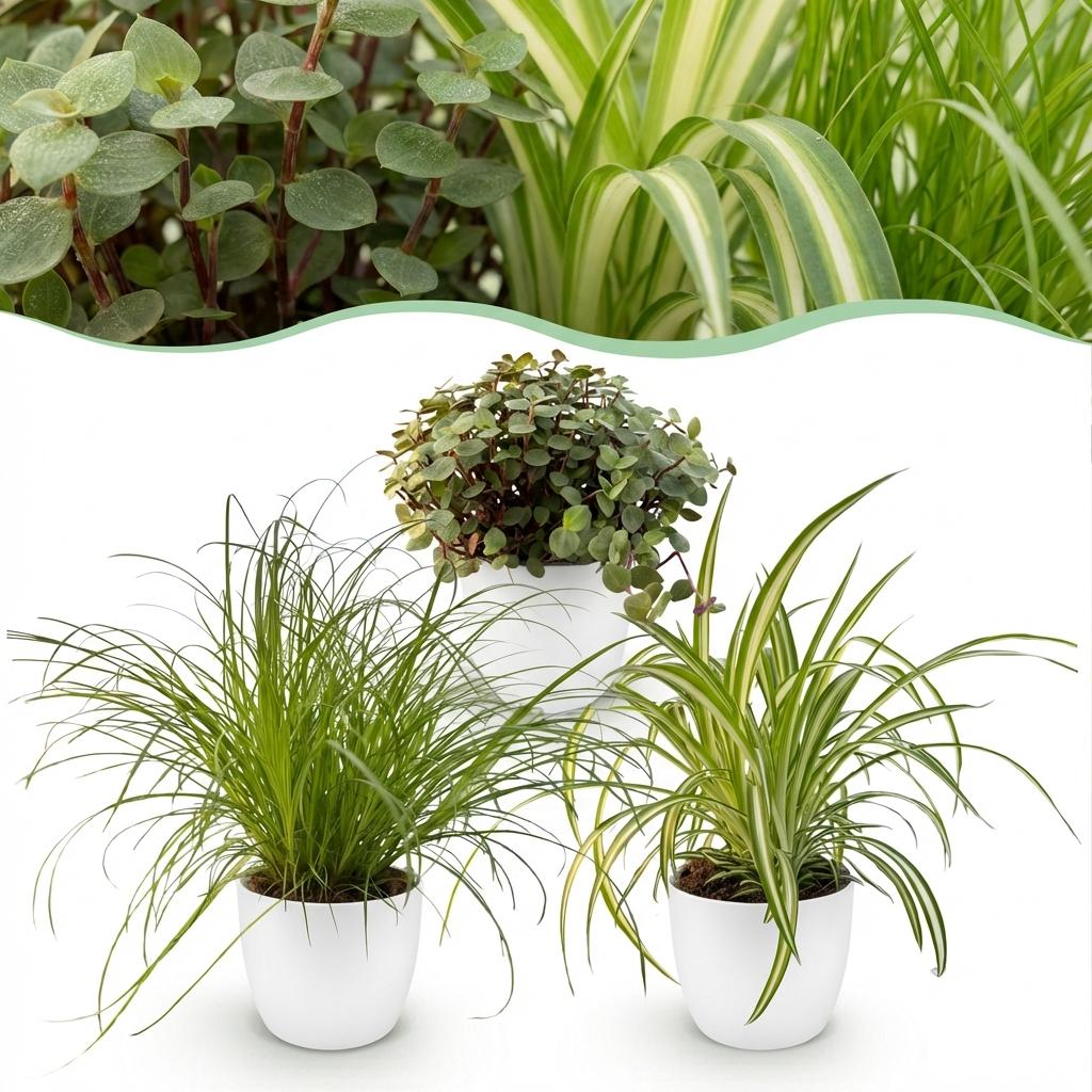 Pflanzen Mix 3er Set Cyperus Calissia Chlorophytum Mit Weißem Topf Ø12cm Höhe ca.20cm Haustierfreundliche Grünpflanzen Für Zimmer Büro & Schlafzimmer