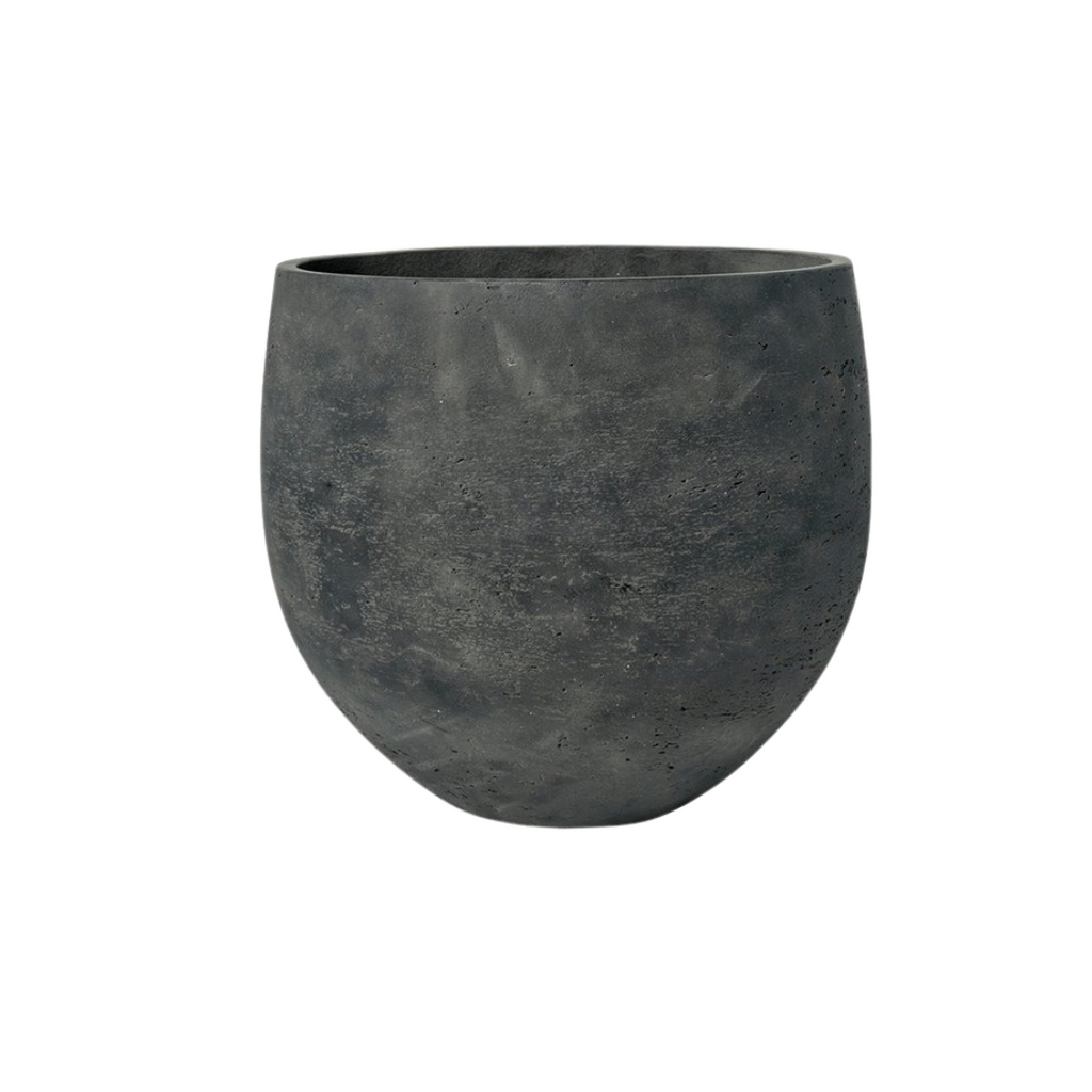 Pflanzgefäß Orb Black Washed – D32xH28cm – Blumentopf in schwarzer Steinoptik – Stilvoller Pflanzkübel für Innen & Außen – Plant