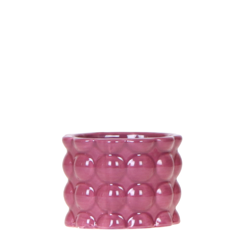 Übertopf Cotton Shine lila Ø6cm – Mini Blumentopf mit Blasenrelief – hochglänzender Retro – Übertopf im 70er – Design – Zimmerpflanzen – Pot
