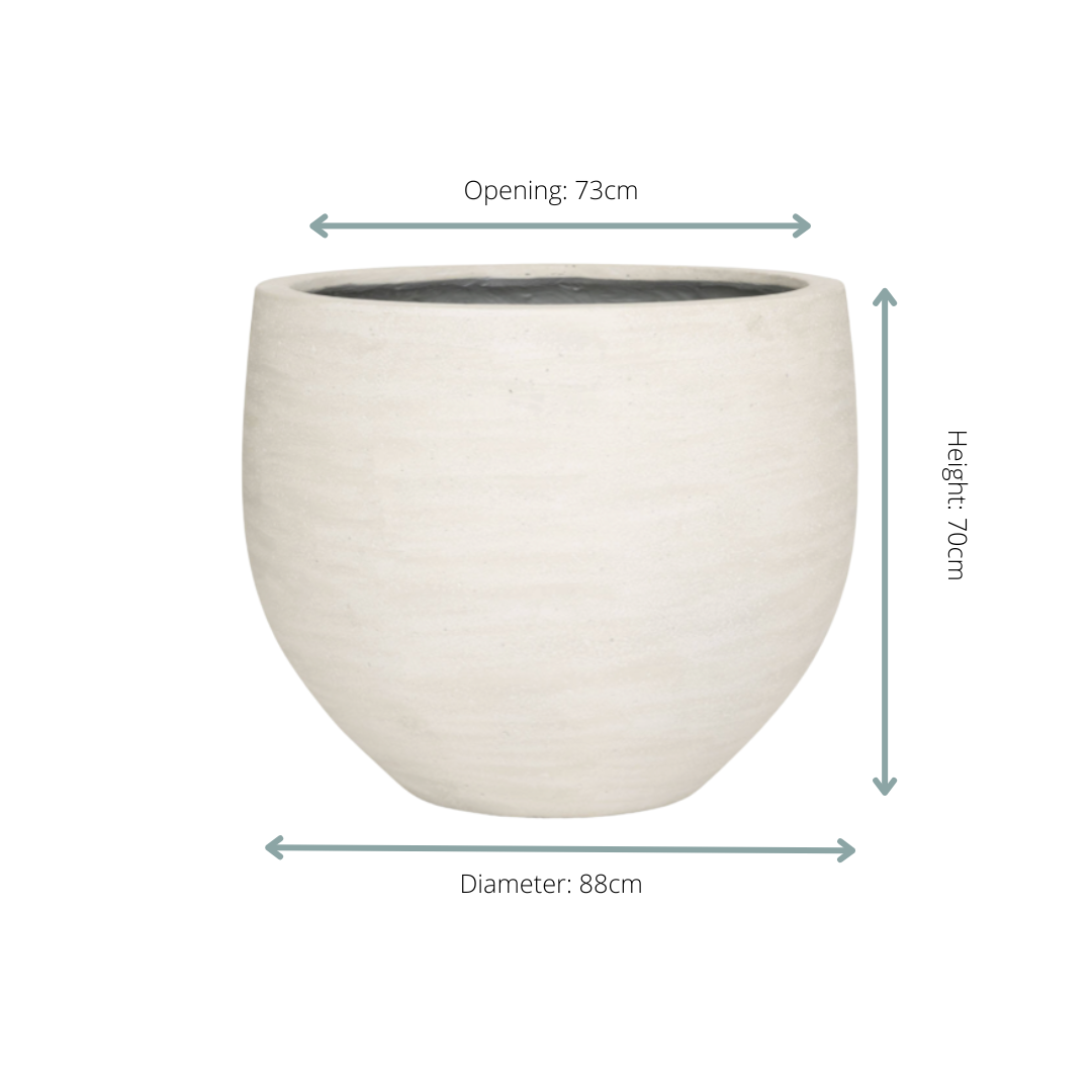 Pflanztopf Jumbo Orb Ivory Washed – D88xH70cm – Großer runder Blumentopf in Elfenbein – Optik – Wetterfester Design – Gartenkübel für Innen & Außen – Plant