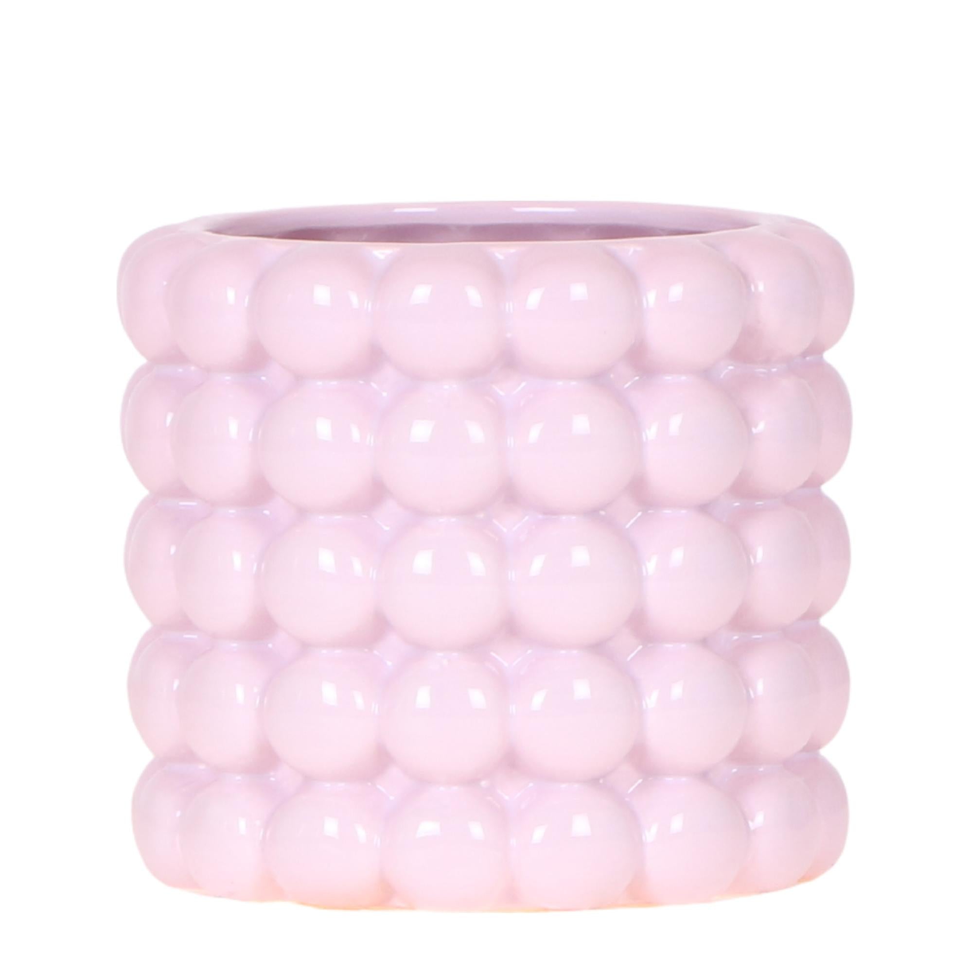 Ziertopf Poppy – Pink – Ø9cm – Moderner Keramik Blumentopf in glänzender Optik – Dekorativer Übertopf für kleine Zimmerpflanzen & Sukkulenten – Plant