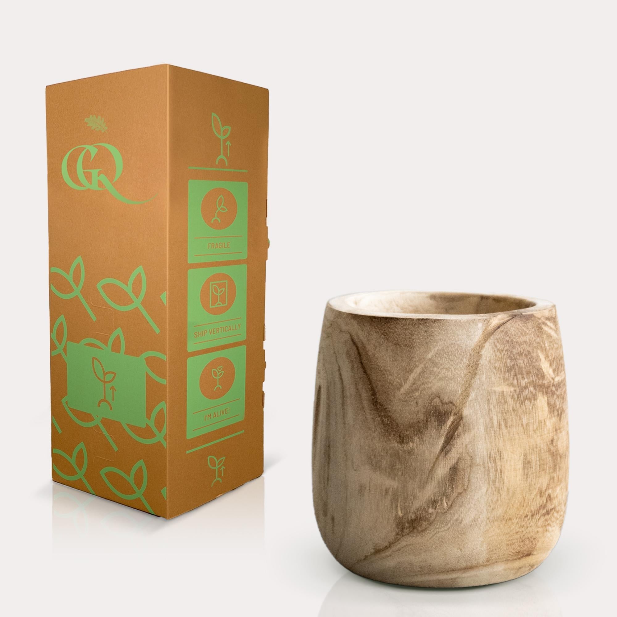 Pia Blumentopf aus Holz – Hellbraun – Größe M – H25cm x Ø23cm – Handgefertigt aus Paulownia – Holz – Nachhaltig & dekorativ – Plant