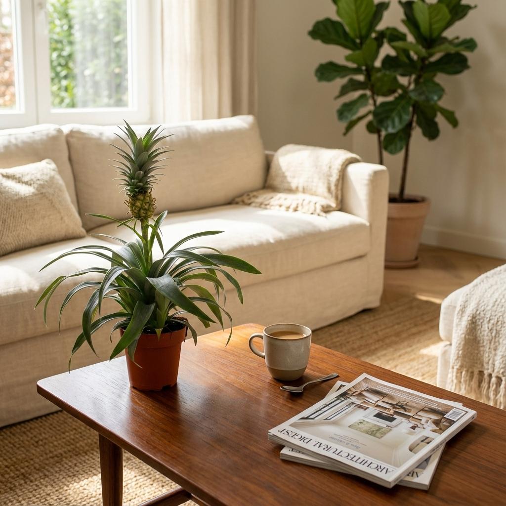 Ananaspflanze Mi Amigo – Ø12cm – Höhe 35-40cm – Tropische Zimmerpflanze mit dekorativer Mini – Ananas – Exotische Pflanze für Wohnraum & Büro – Plant