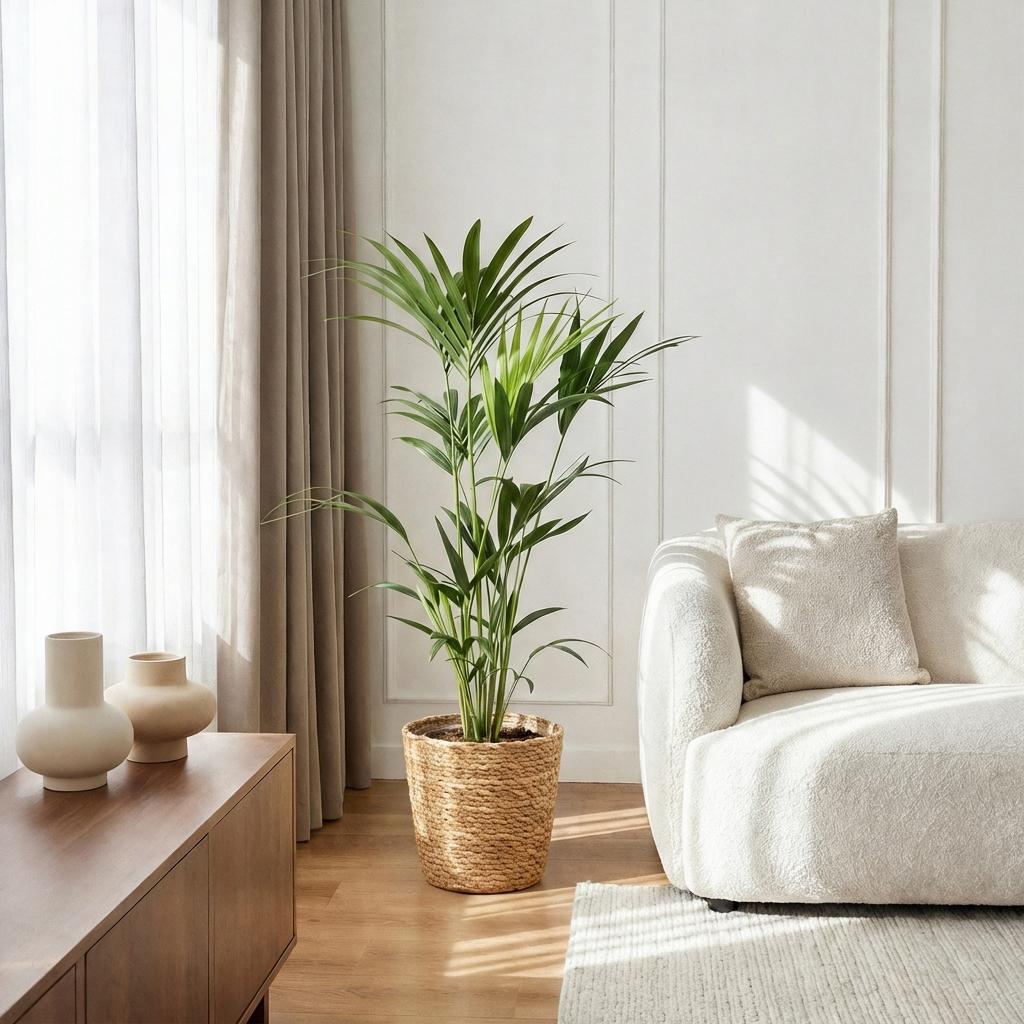 Howea Forsteriana Kentia – Palme – Große Zimmerpflanze im Korb Ø21cm Höhe120-130cm – Pflegeleichte Grünpflanze – Luftreinigend – für Zimmer & Büro