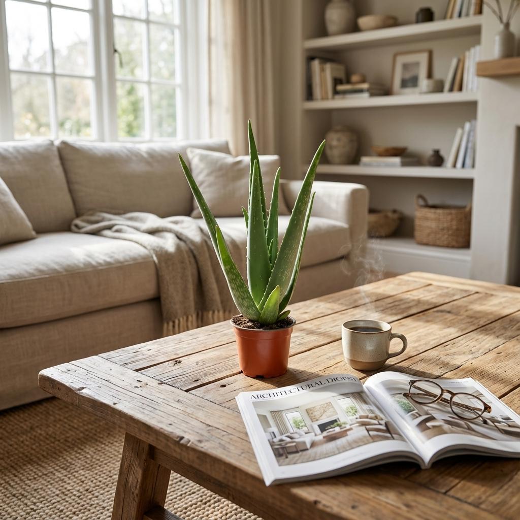 Aloe Vera Zimmerpflanze Ø10,5cm Höhe35-40cm – Pflegeleichte Sukkulente mit fleischigen Blättern – Sonnenliebende Pflanze für Wohnraum & Büro – Plant