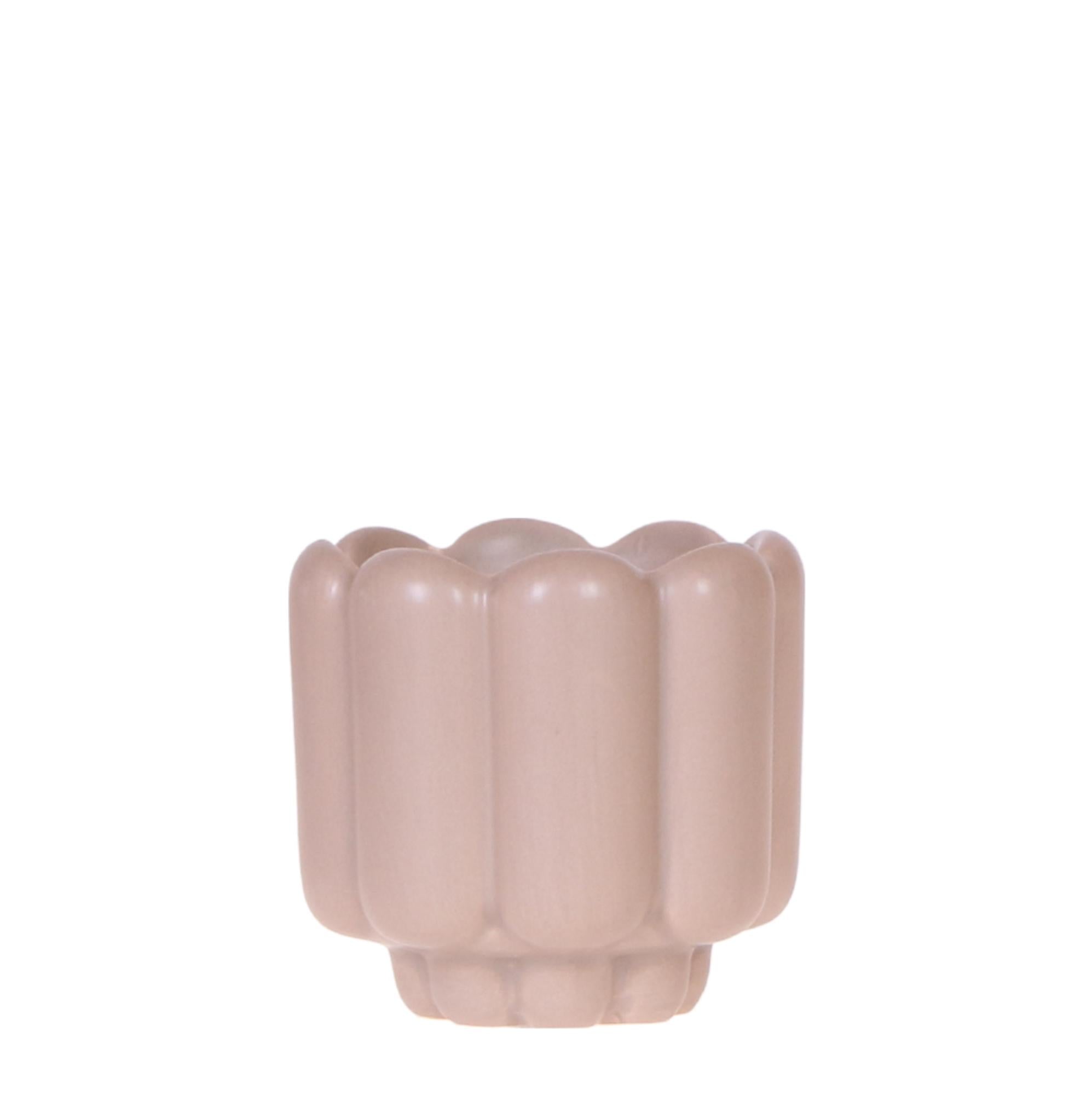 Retro – Ziertopf Sand Ø6cm – Runder Blumentopf mit Rillenstruktur – Übertopf im Vintage – Design – Mattes Finish für Mini – Plant