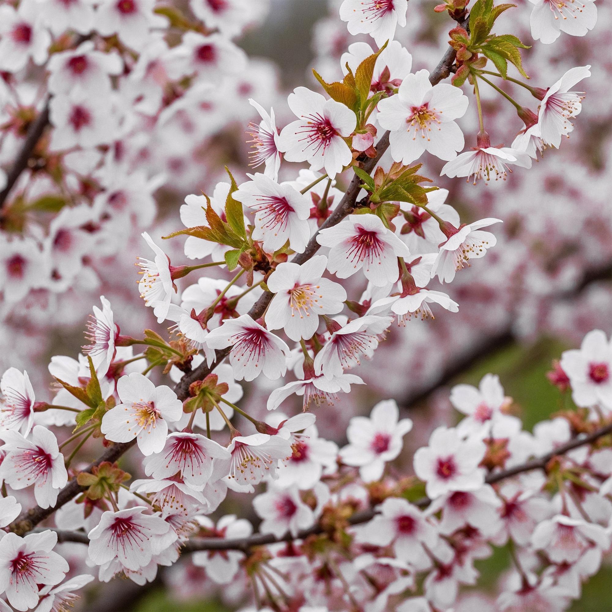 Fuji – Kirsche Prunus incisa Kojou – no – mai – 19cm Höhe ca.90cm – Weiß blühende Terrassenpflanze – Winterhart & laubabwerfend – Plant