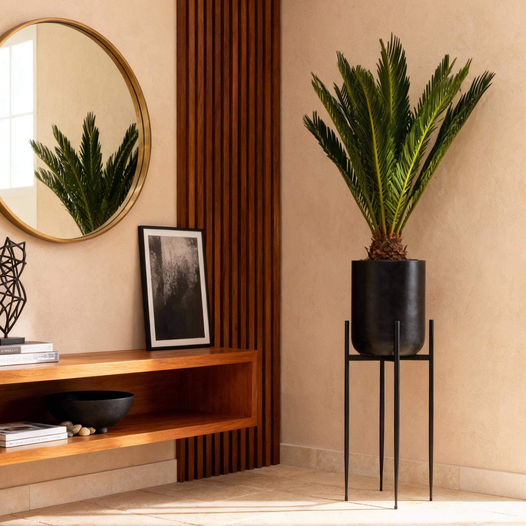 Cycas revoluta – Palmenfarn – 2 Pflanzen – 45cm – 14cm – Pflegeleichte Zimmerpflanze mit fiederartigen Blättern