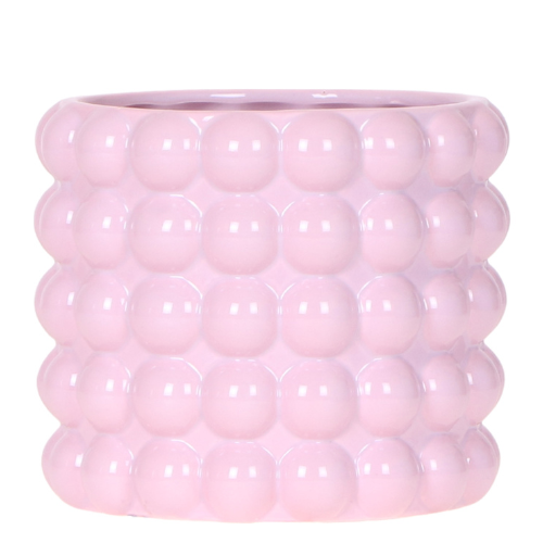 Poppy Ziertopf Pink – Blumentopf Ø12cm – Rosa Übertopf mit 3D Blasendesign – Moderner Pflanztopf glänzend für Zimmerpflanzen Kräuter & Deko – Pot