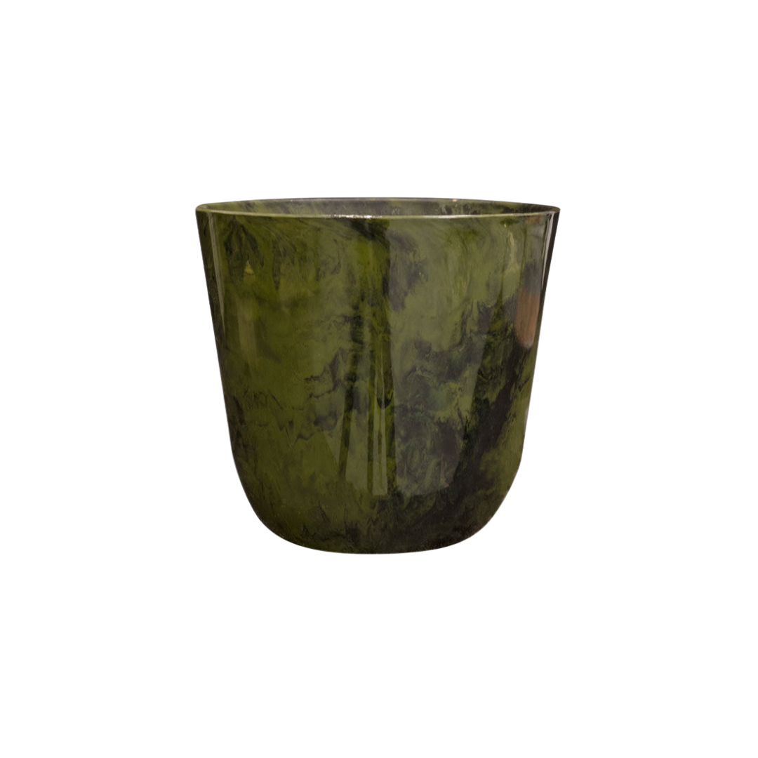 Pflanztopf Palermo Marble Grün – D35xH32cm – Stilvoller Blumentopf in Marmoroptik – , wetterfester Pflanzkübel aus robustem Kunststoff – Plant