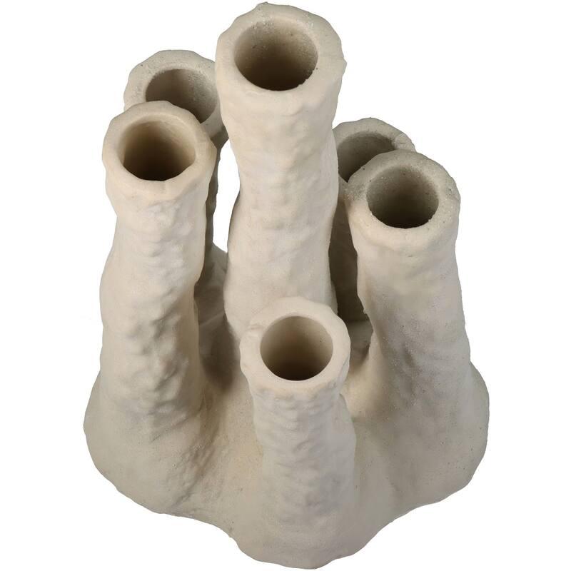 Blumenhalter Koraal – Ecru – Keramik Vase in Korallenform – Dekorativer Blumenhalter für Trockenblumen & Zweige – Maße 18×18×30cm – Plant