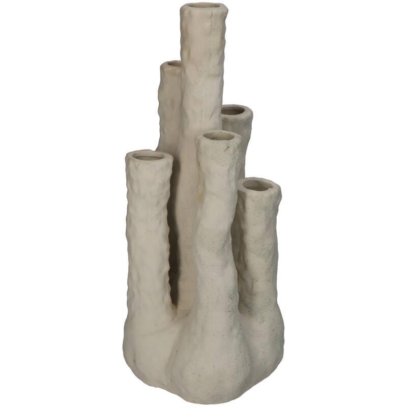 Blumenhalter Koraal – Ecru – Keramik Vase in Korallenform – Dekorativer Blumenhalter für Trockenblumen & Zweige – Maße 18×18×30cm – Plant