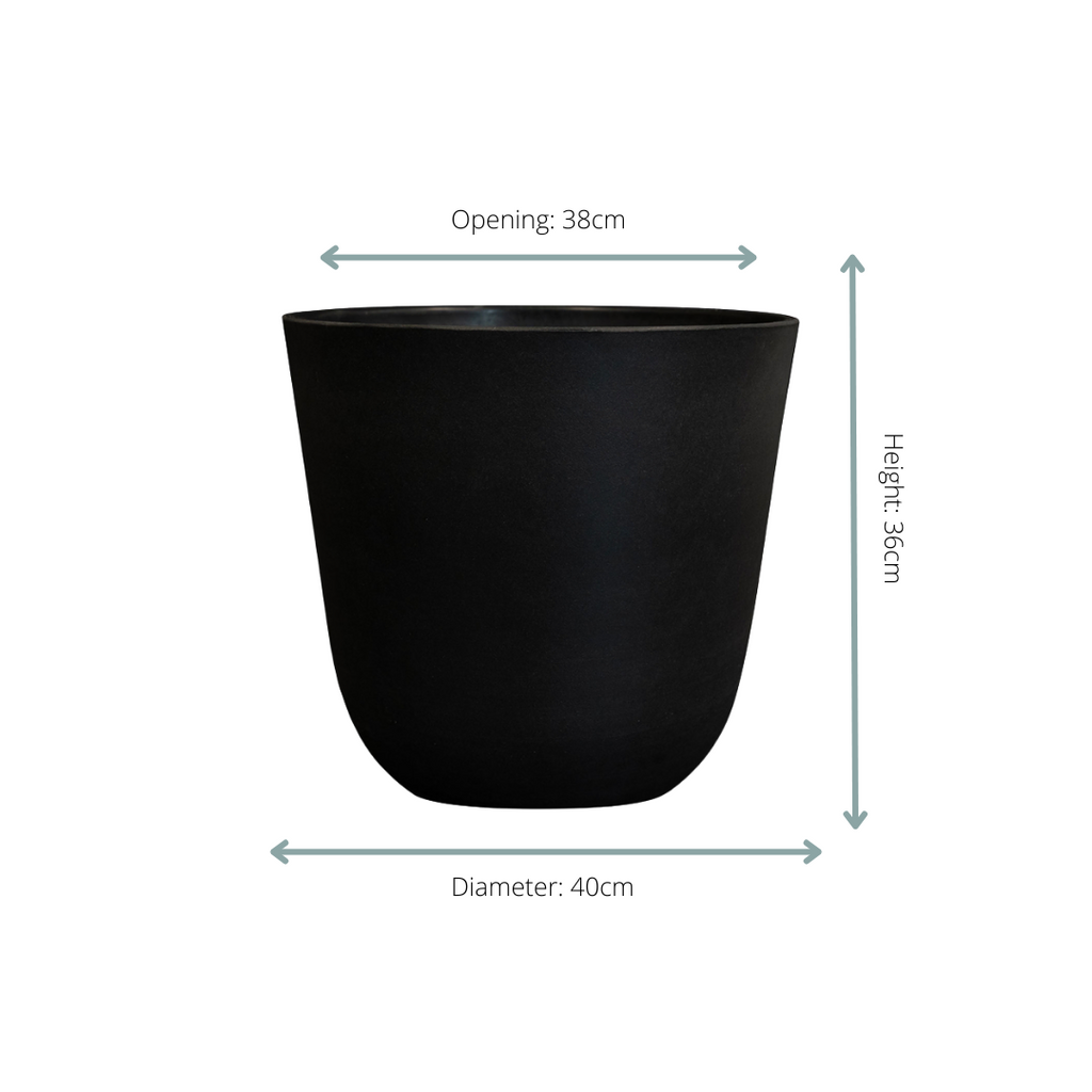 Pflanztopf Palermo Schwarz – D40xH36cm – Blumentopf in eleganter Betonoptik – , wetterfester Pflanzkübel aus robustem Kunststoff – Für Innen – Plant