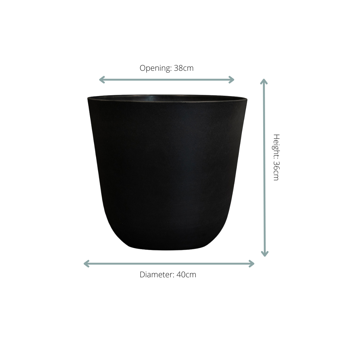 Pflanztopf Palermo Schwarz – D40xH36cm – Blumentopf in eleganter Betonoptik – , wetterfester Pflanzkübel aus robustem Kunststoff – Für Innen – Plant