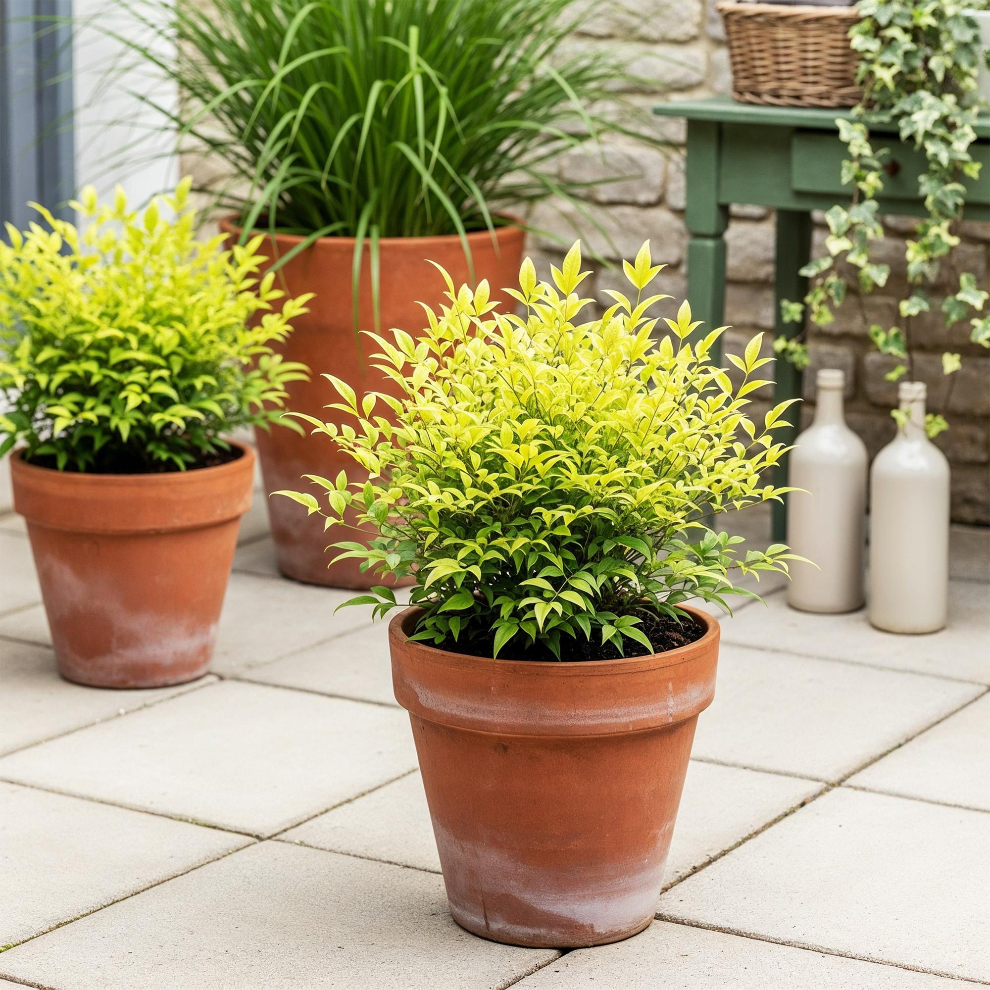 Heiliger Bambus Nandina Lemon & Lime – 17cm Höhe ca.45cm – Immergrün & farbintensiv – Gelbgrünes Laub – Pflegeleichter dekorativer Zierstrauch – Plant