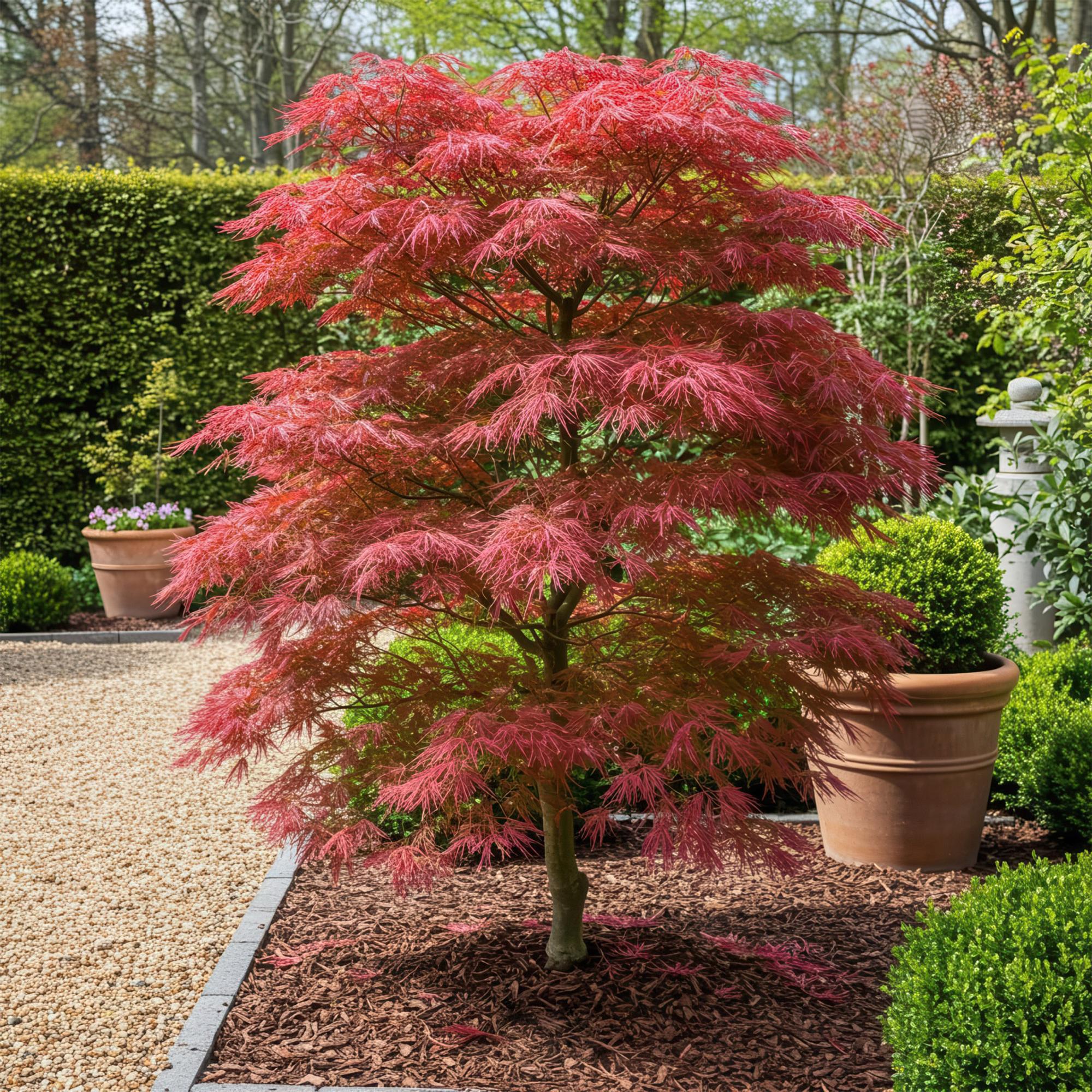 Ahornbaum Acer palmatum Seiryu – 3 Pflanzen – 12cm – Höhe ca. 35cm – Pflegeleichter japanischer Ahorn mit tiefgrünem, fein geschnittenem Laub