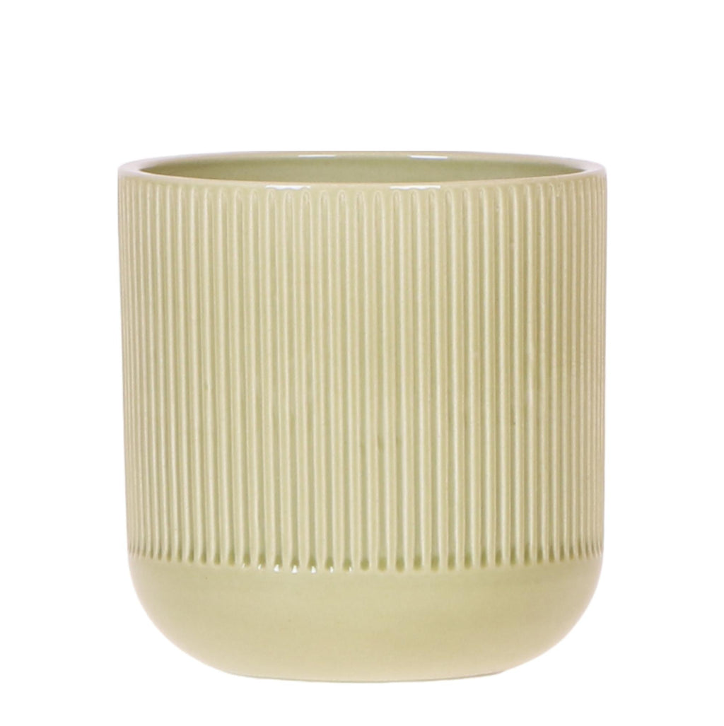 Flare Dekotopf Green – Ø9cm – Grüner Blumentopf mit Rillenstruktur – Retro – inspiriertes Design der Bold Seventies Kollektion – Plant
