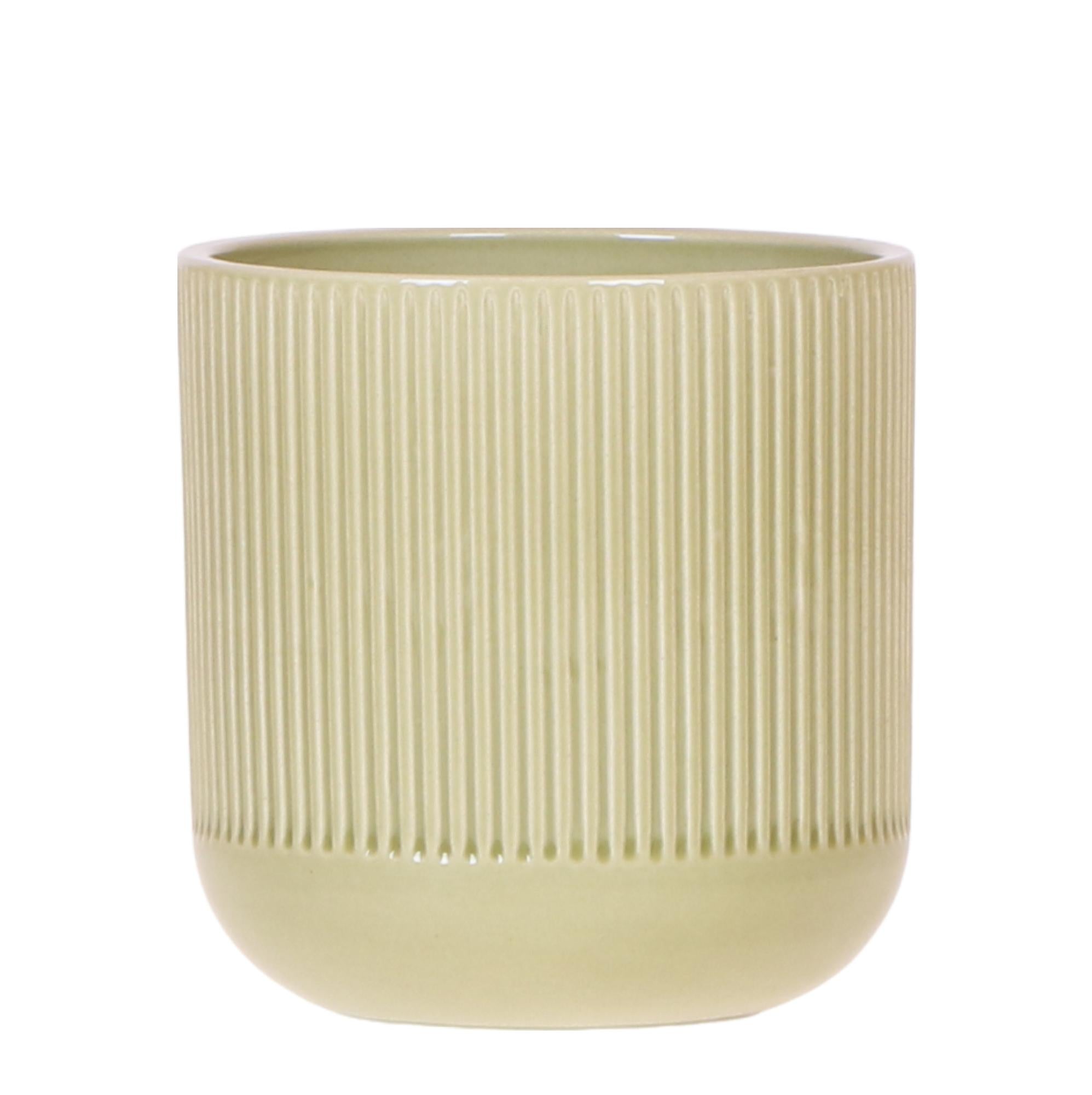 Flare Dekotopf Green – Ø9cm – Grüner Blumentopf mit Rillenstruktur – Retro – inspiriertes Design der Bold Seventies Kollektion – Plant