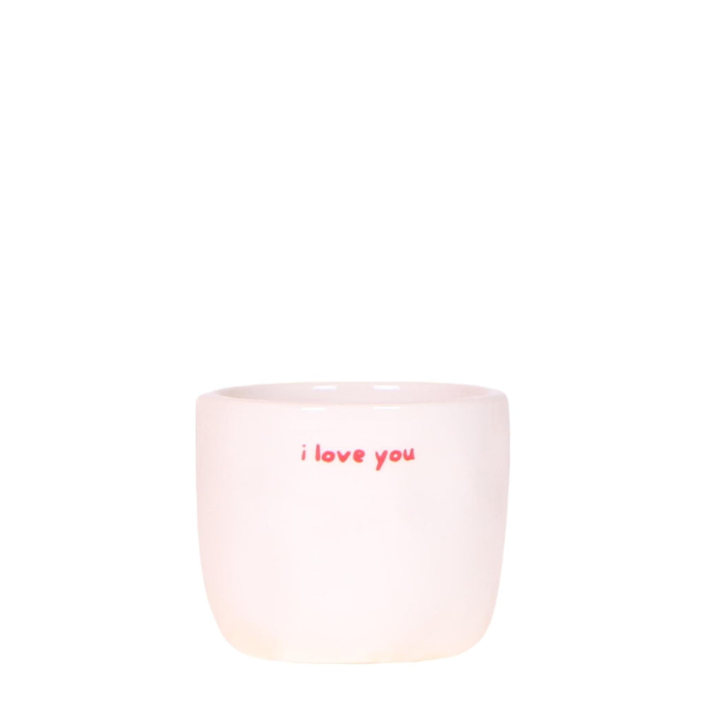 Ziertopf I Love You – Ø6cm – Weißer Keramiktopf mit rotem Schriftzug – Romantischer Blumentopf als Geschenkidee – Pflanztopf für Zuhause & Büro – Plant
