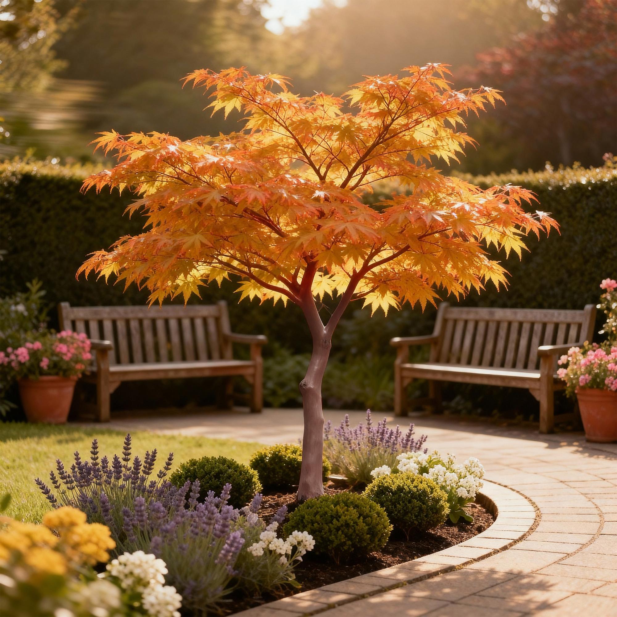 Ahorn Acer palmatum Sangokaku – 12cm – Höhe ca. 35cm – Hellgrünes Laub & goldene Herbstfärbung – Laubabwerfender pflegeleichter Zierstrauch – Plant