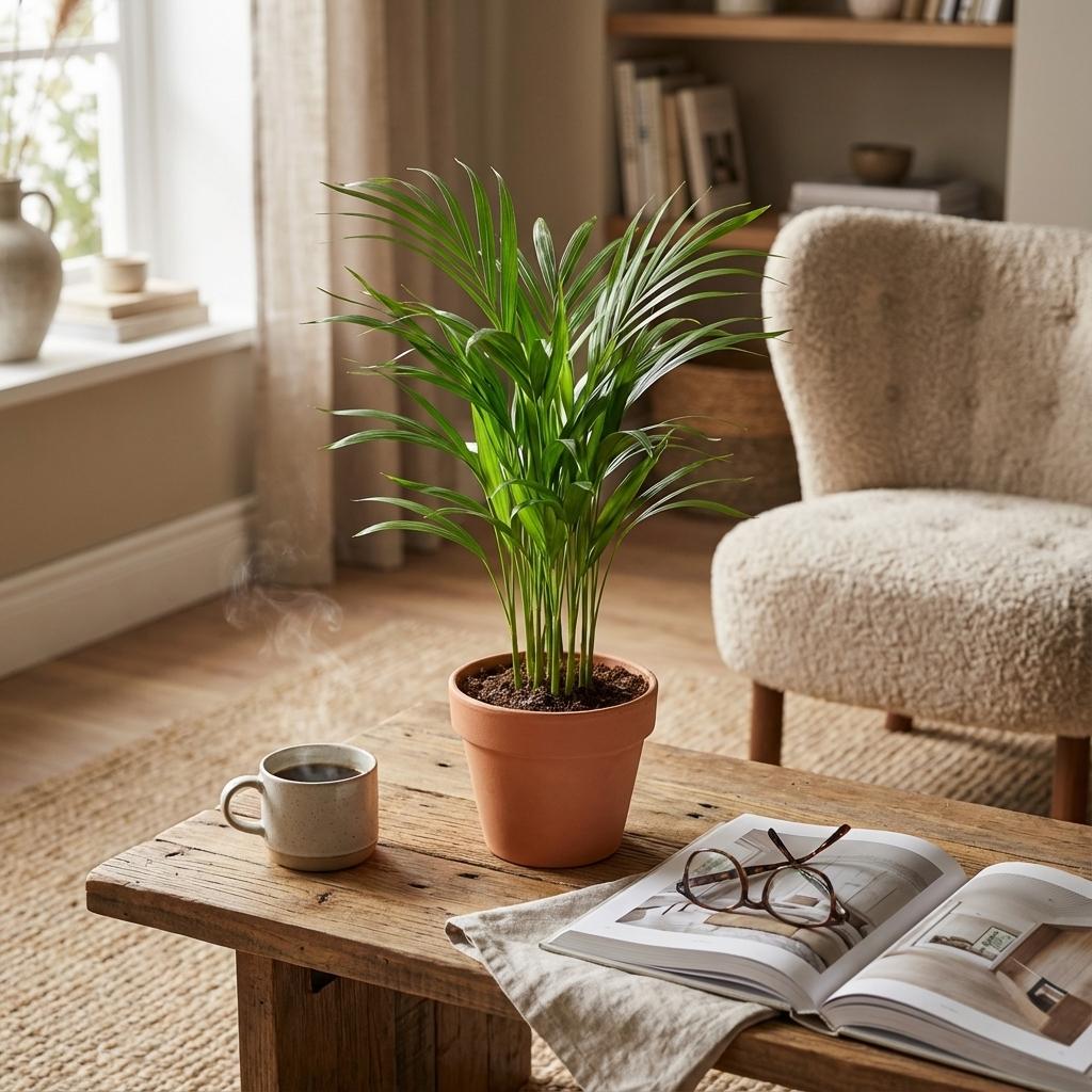 Areca Palme Areca Dypsis Lutescens Ø12cm Höhe40cm – Goldfruchtpalme mit gefiederten Blättern – Luftreinigende Zimmerpflanze für Wohnraum & Büro – Plant