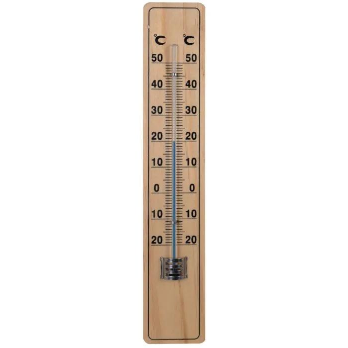 Garten Thermometer 20cm aus Buche – Außen Thermometer für Terrasse & Balkon – Holzthermometer mit Celsius & Fahrenheit Anzeige – Messbereich – Plant