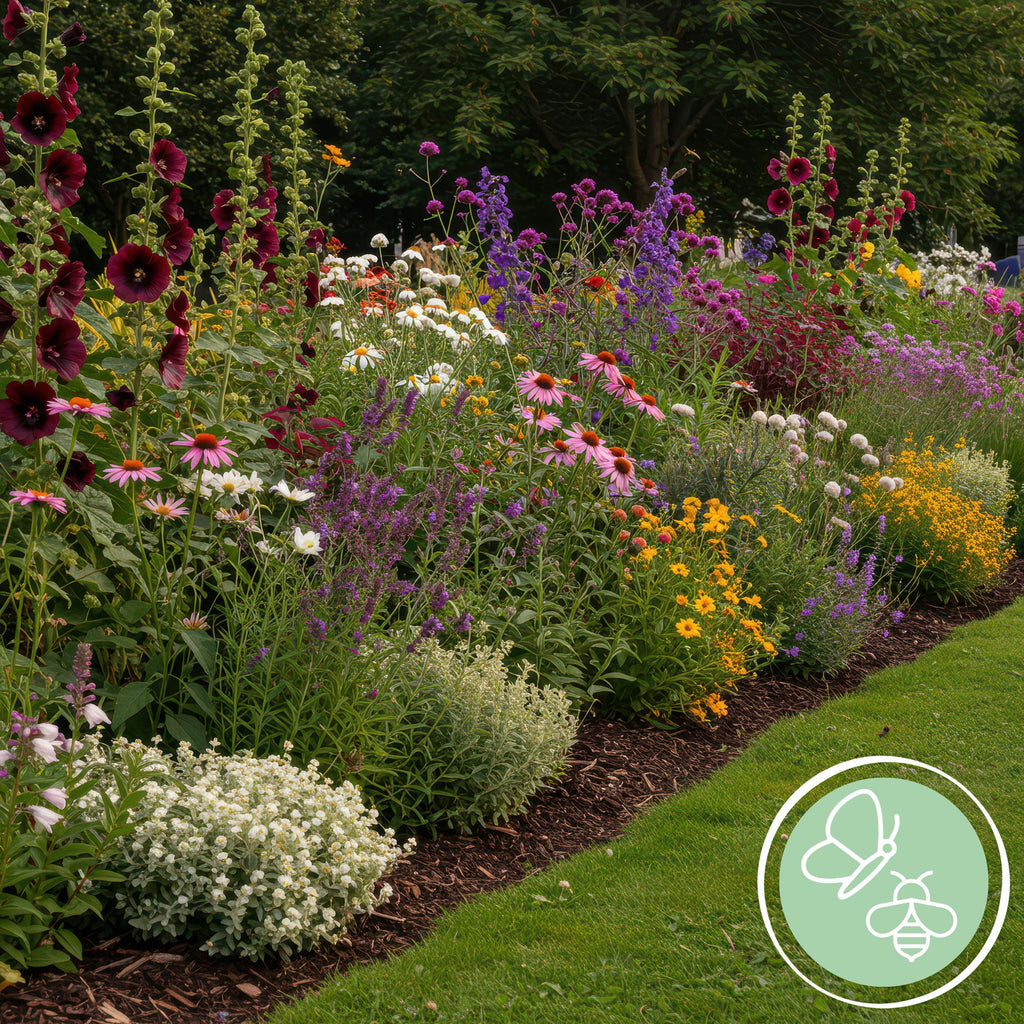 Staudenset Bienen – & Schmetterlingsfreundlich – 24 Stauden – Für 3 m² – Bunte Blütenpracht – Pflegeleicht – Ø11cm – Biodiverser Garten – Plant