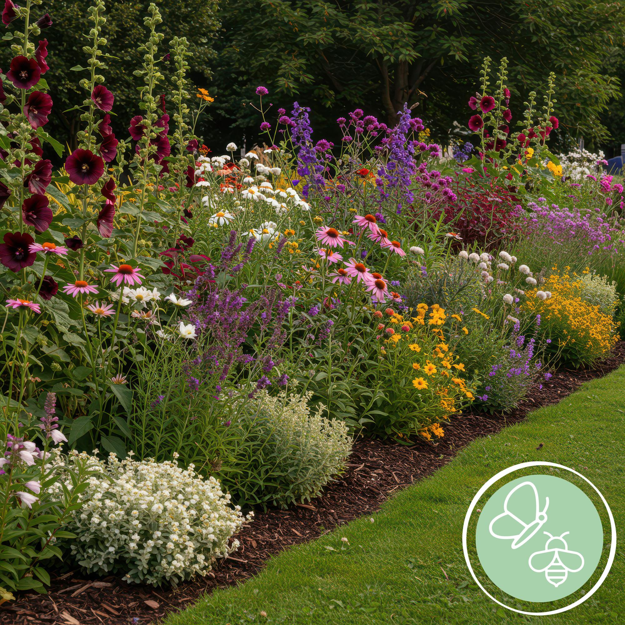 Staudenset Bienen – & Schmetterlingsfreundlich – 24 Stauden – Für 3 m² – Bunte Blütenpracht – Pflegeleicht – Ø11cm – Biodiverser Garten – Plant