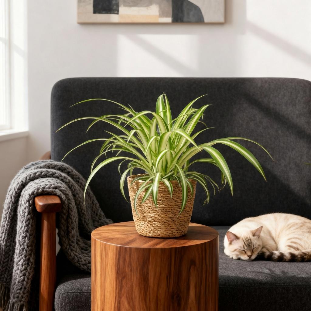 Chlorophytum comosum Variegatum Zimmerpflanze inkl. Naturkorb