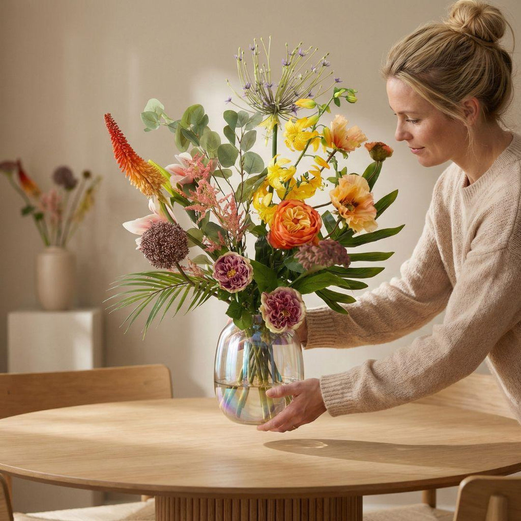 Kunstblumenstrauß Tropical Chic Deluxe – Real Touch Blumen – 13 Stiele – 105cm Höhe – Exotische Farben