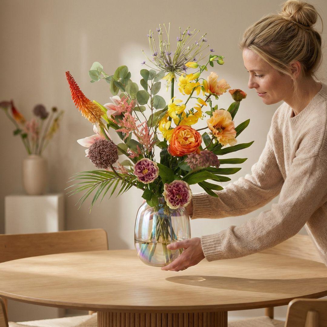 Kunstblumenstrauß Tropical Chic Deluxe – Real Touch Blumen – 13 Stiele – 105cm Höhe – Exotische Farben