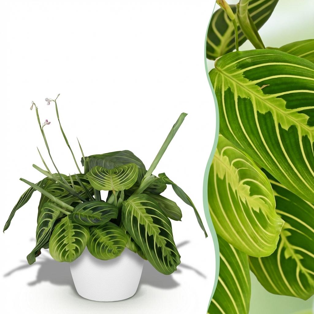Maranta Fascinator Lemon Lime Pflanze Mit Weißem Topf Ø12cm Höhe ca.25cm Gebetspflanze Grün Haustierfreundlich Pflegeleicht Für Zimmer Büro Küche