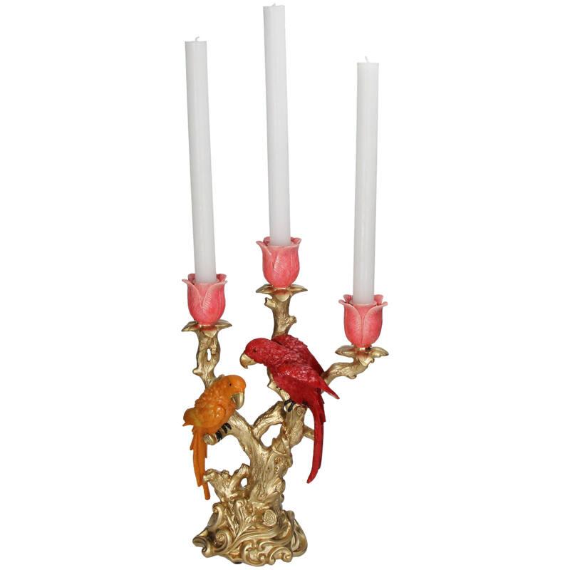 Kerzenständer Vogel aus Polyresin 37,5cm – Bunter, künstlerischer Kerzenhalter – Dekoration für Esstisch, Kaminsims & Sideboard – Plant