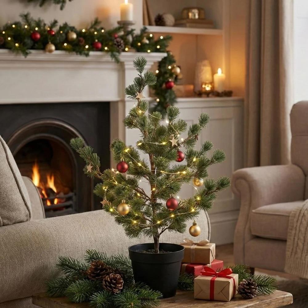 Zeder – Kiefer 80cm – Künstliche Pflanze – Realistische Cedar Pine Optik – Immergrün & pflegefrei – Winter – & Weihnachtsdeko für Wohnzimmer Büro Flur – Standard
