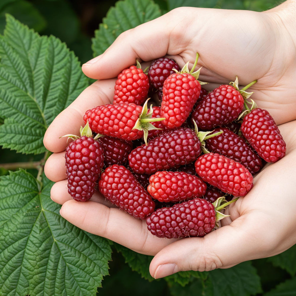 Tayberre Rubus Tayberry winterhart 3 Pflanzen Ø9cm Höhe 30cm – Kreuzung aus Himbeere & Brombeere – Rote Beeren für Garten & Balkon