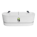 Pflanztopf – Weiß – D25cm – Balkonkasten mit Halterung & Wasserspeicher – Für Balkonbrüstung – Modernes Design – Für Innen & Außen 5cm – Weiß – Plant