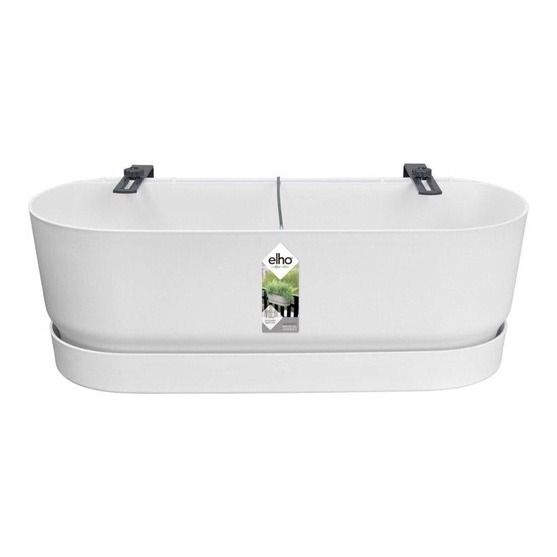 Pflanztopf – Weiß – D25cm – Balkonkasten mit Halterung & Wasserspeicher – Für Balkonbrüstung – Modernes Design – Für Innen & Außen 5cm – Weiß – Plant