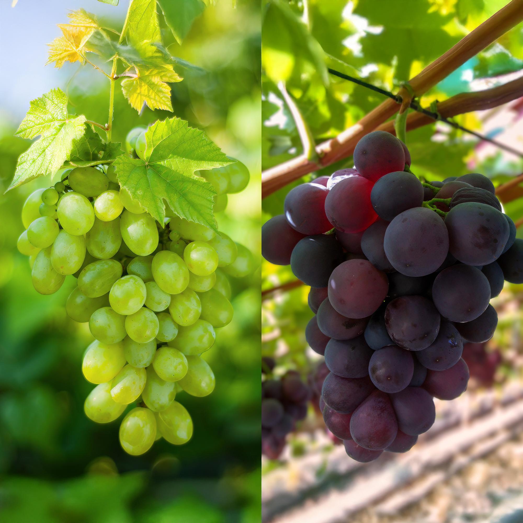 Weinrebe – Vitis vinifera Vanessa & Himrod – Kernlose lila & weiße Trauben – 2 Pflanzen – Obstpflanze – 15cm – Höhe 50cm – Plant