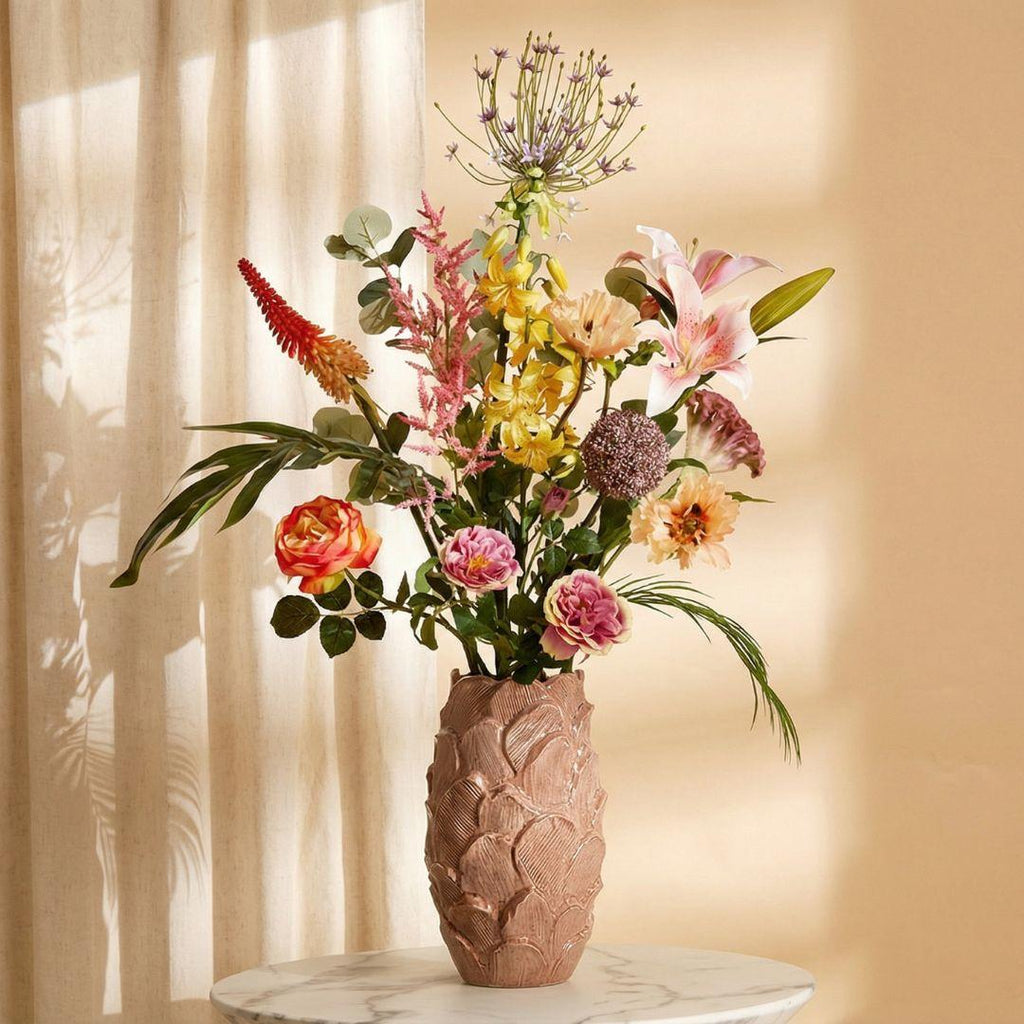 Kunstblumenstrauß Tropical Chic Deluxe – Real Touch Blumen – 13 Stiele – 105cm Höhe – Exotische Farben