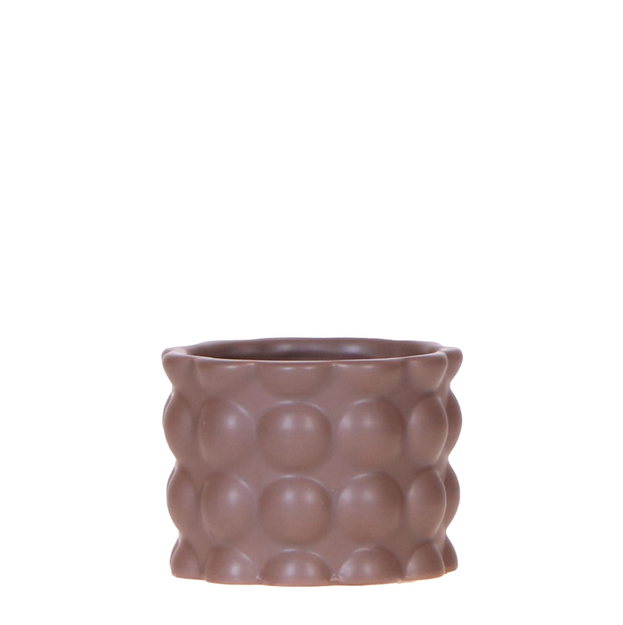 Blumentopf Cotton – Braun – Ø6cm – Kleiner Keramik Pflanztopf in matter Optik – Stilvoller Übertopf im Slow Living Design für Mini – Plant