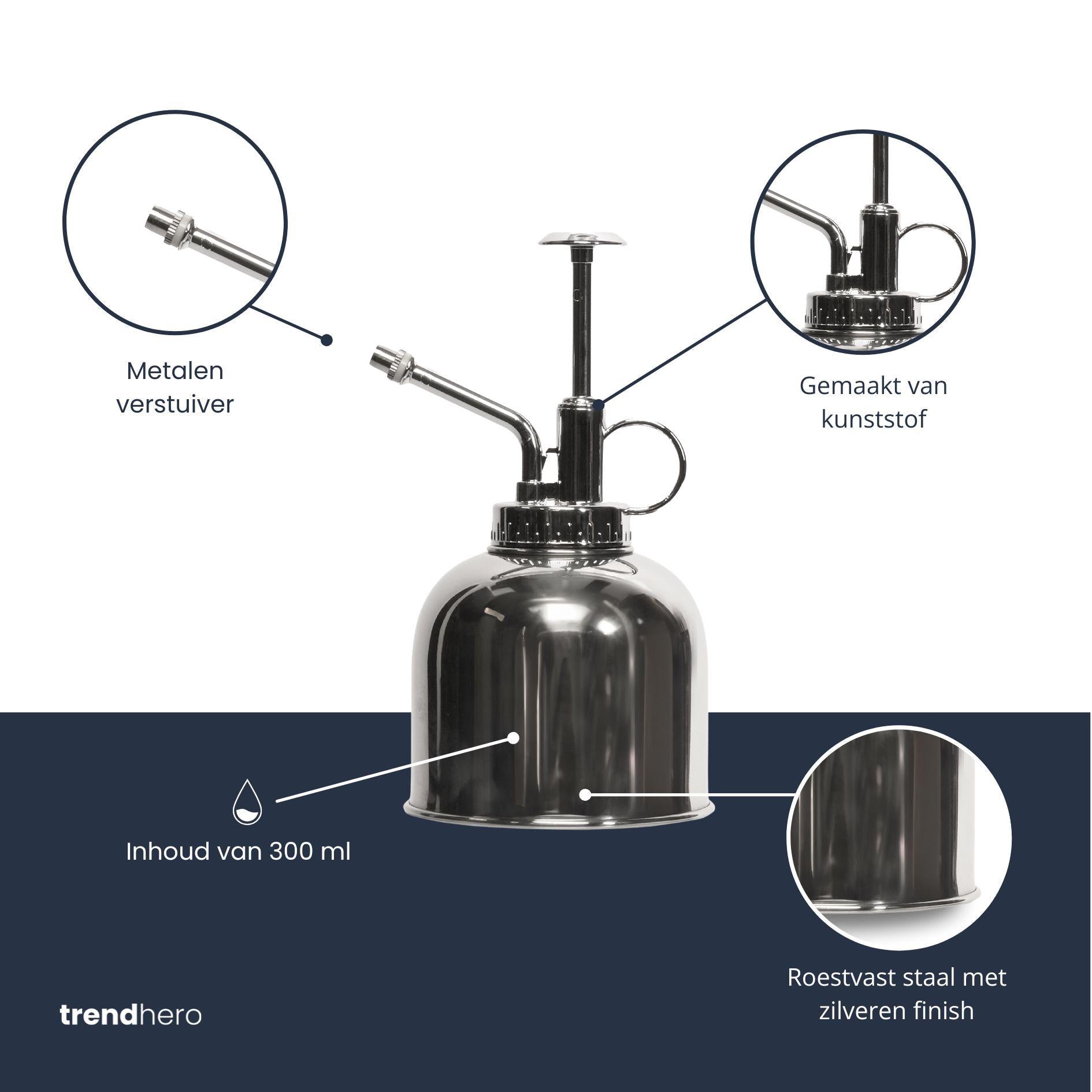 Pflanzensprüher Silber 300ml – Edelstahl – Zimmersprüher für Pflanzen, Kräuter & Terrarien – Plant