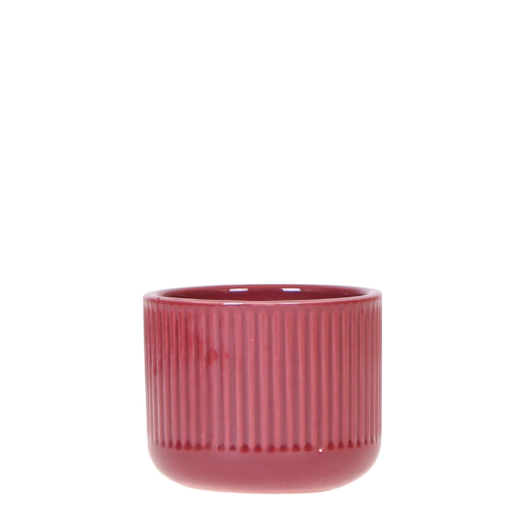 Flare Dekotopf Red – Stilvoller Retro – Blumentopf Ø6cm – Rotes Rillenmuster – Bold Seventies Design – Plant