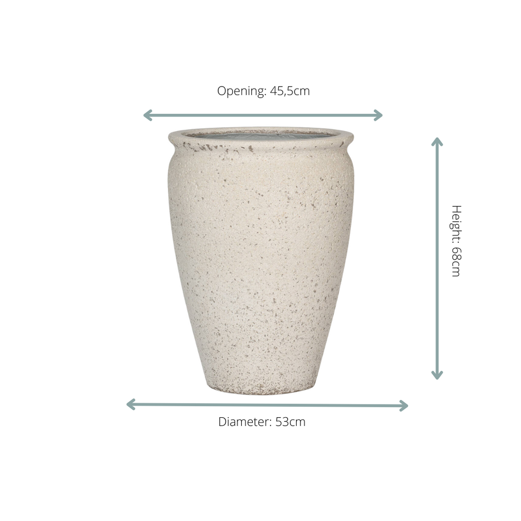 Pflanztopf Artemis Chalk White – D53xH68cm – Großer, eleganter Blumentopf in Weiß – Optik – Wetterfester Pflanzkübel aus robustem Kunststoff – Plant